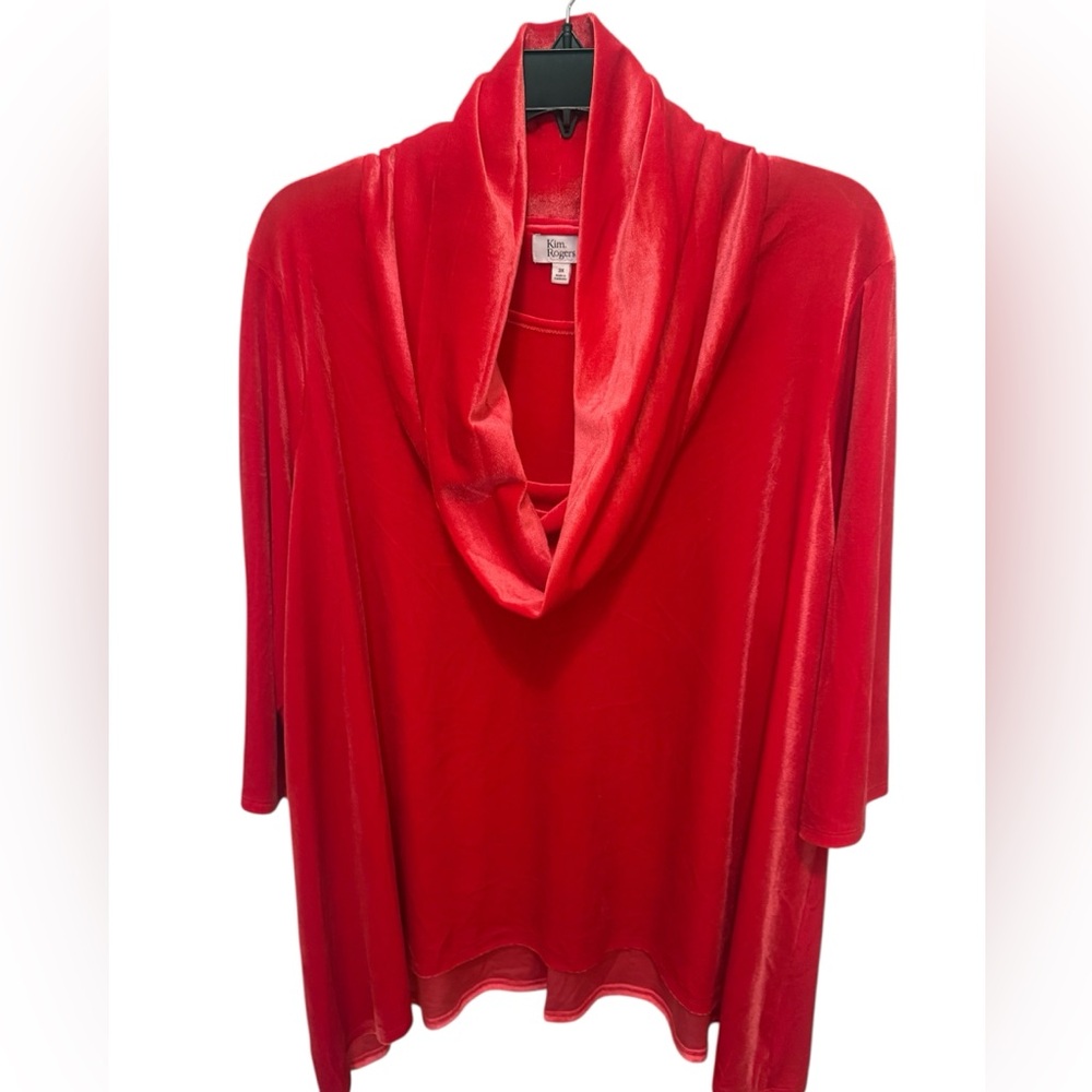 Kim Rogers Vibrant Red Cowl Neck Sweater